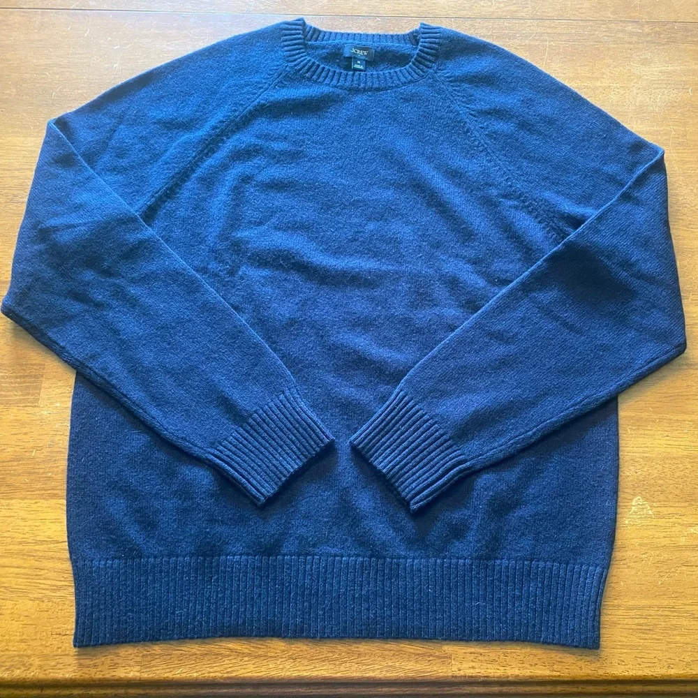J. Crew Navy Crewneck Sweater for Men Lamb’s Wool Blend